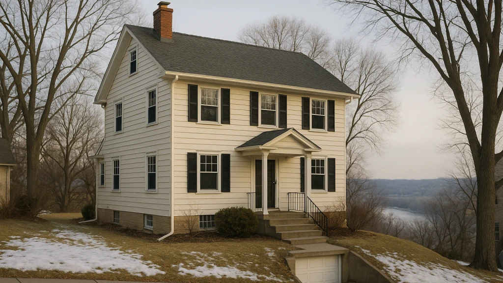 A 1920s home in Highland Park, Saint Paul on a bluff lot above the Mississippi River